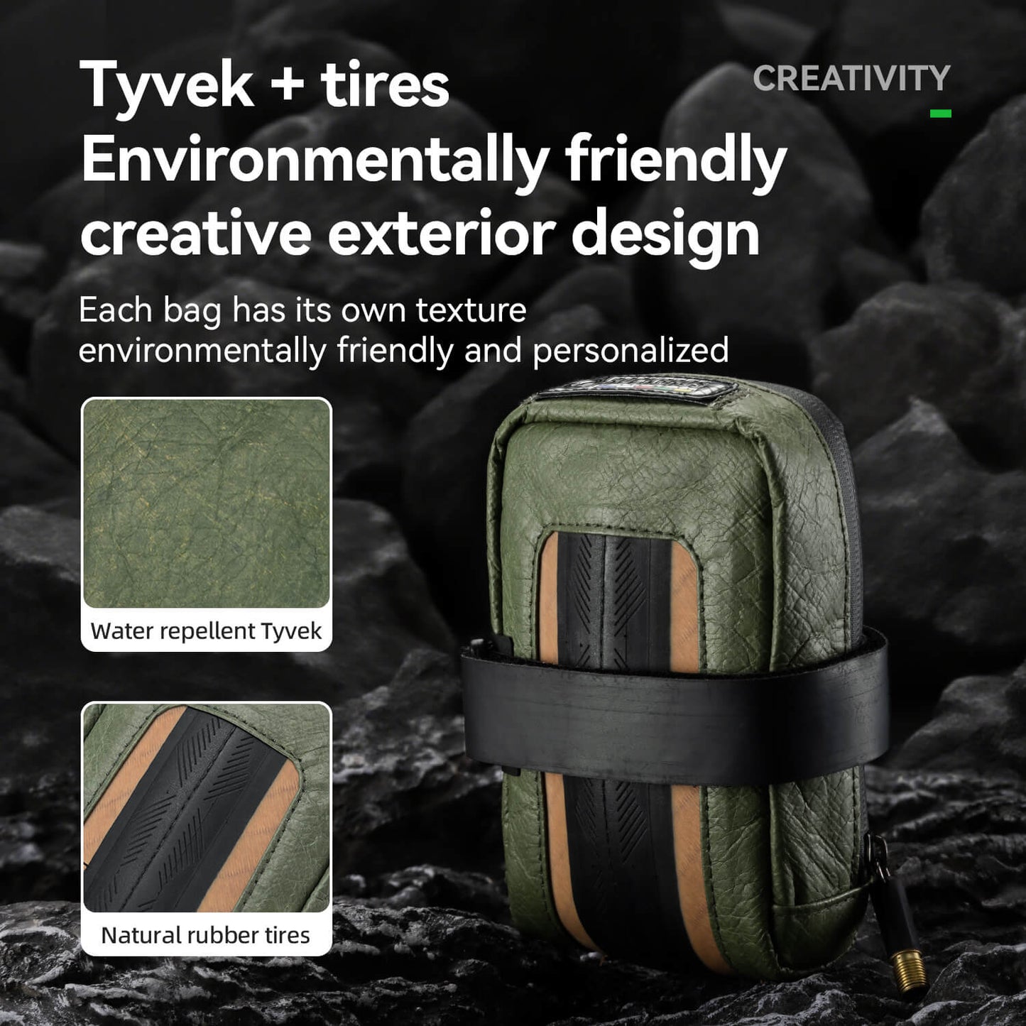 ROAD TO SKY Recycled Tire Mini Bike Saddle Bag - 0.4L