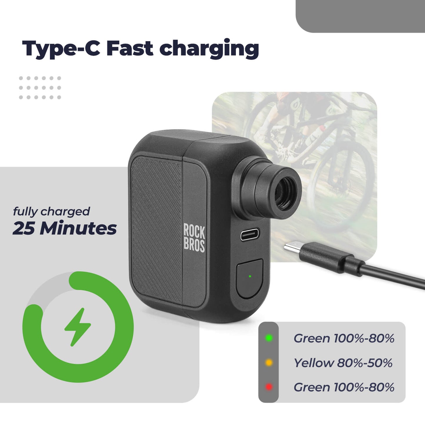 ROCKBROS AS110 Mini Electric Air Pump – 100PSI Portable Bike Pump