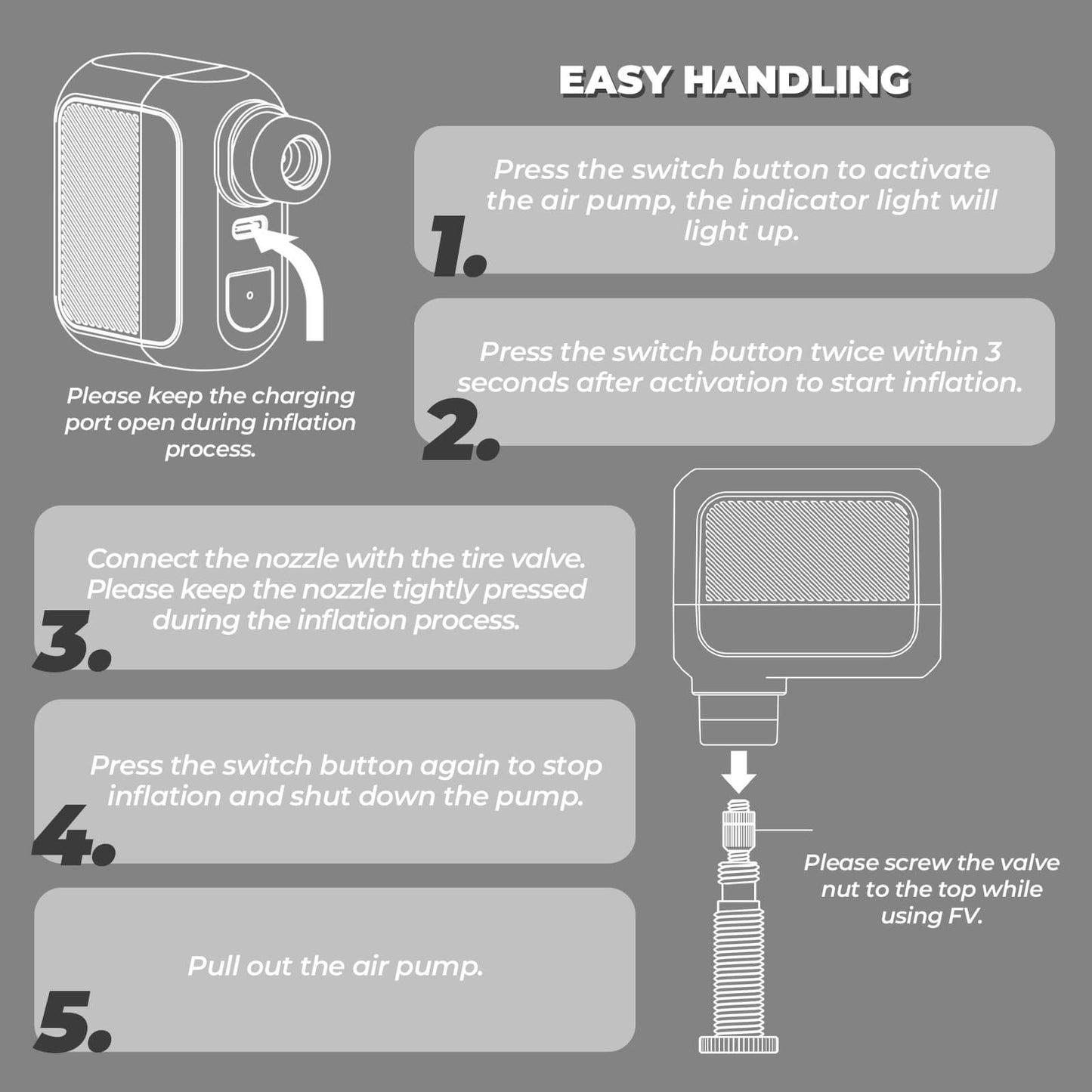 ROCKBROS AS110 Mini Electric Air Pump – 100PSI Portable Bike Pump