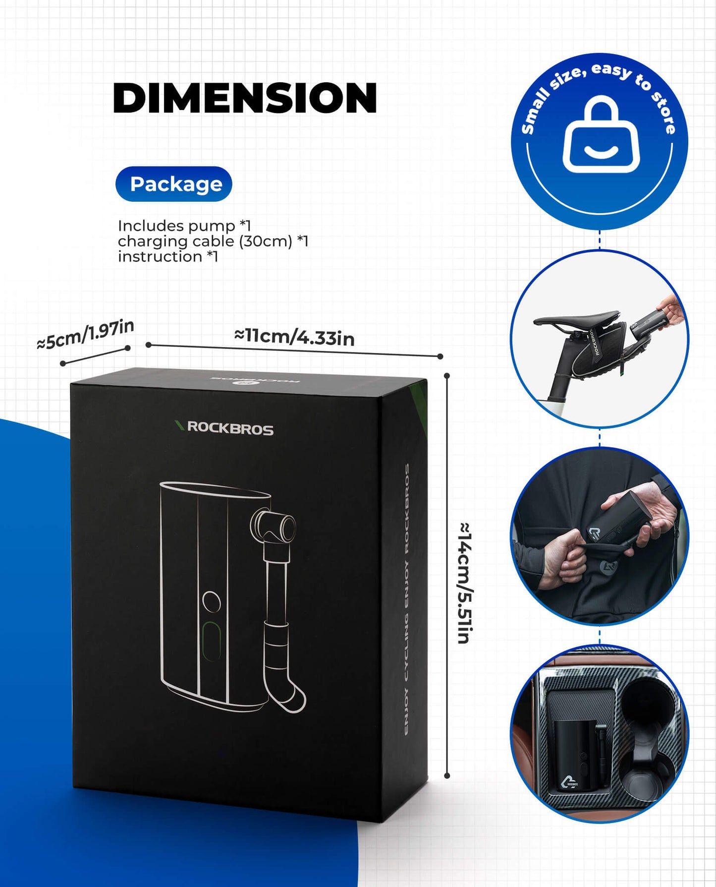 ROCKBROS Portable Electric Air Pump with 150 PSI