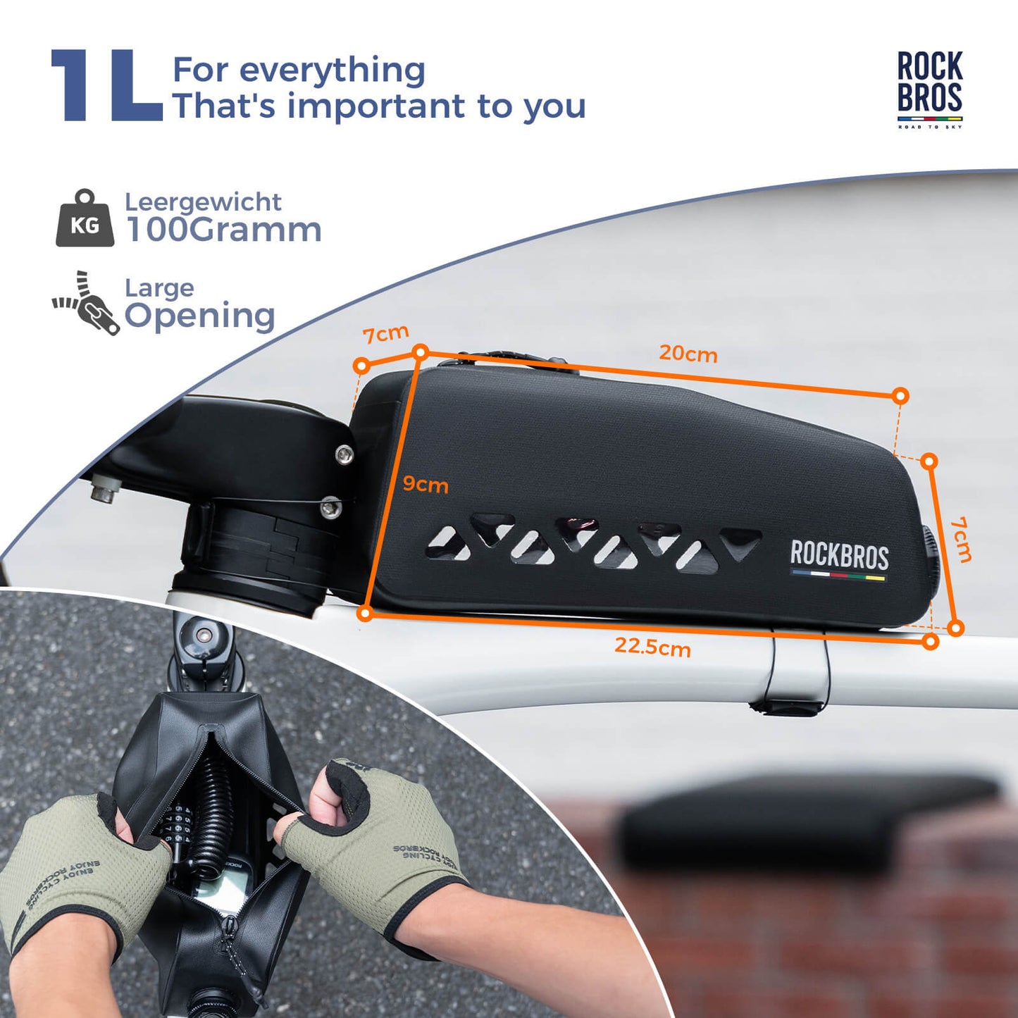 Road To Sky Bike Frame Bag 100% Waterproof